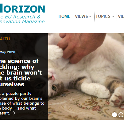 Screenshot from Horizon Magazine showing the Tickling article featured