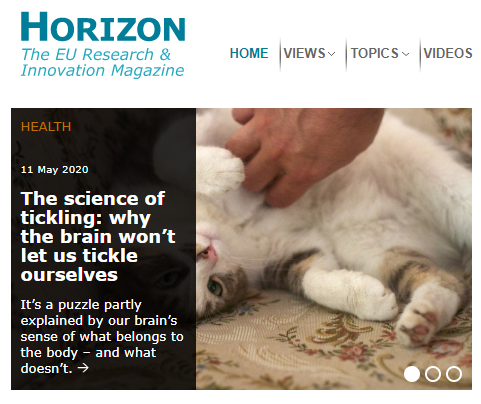 Screenshot from Horizon Magazine showing the Tickling article featured